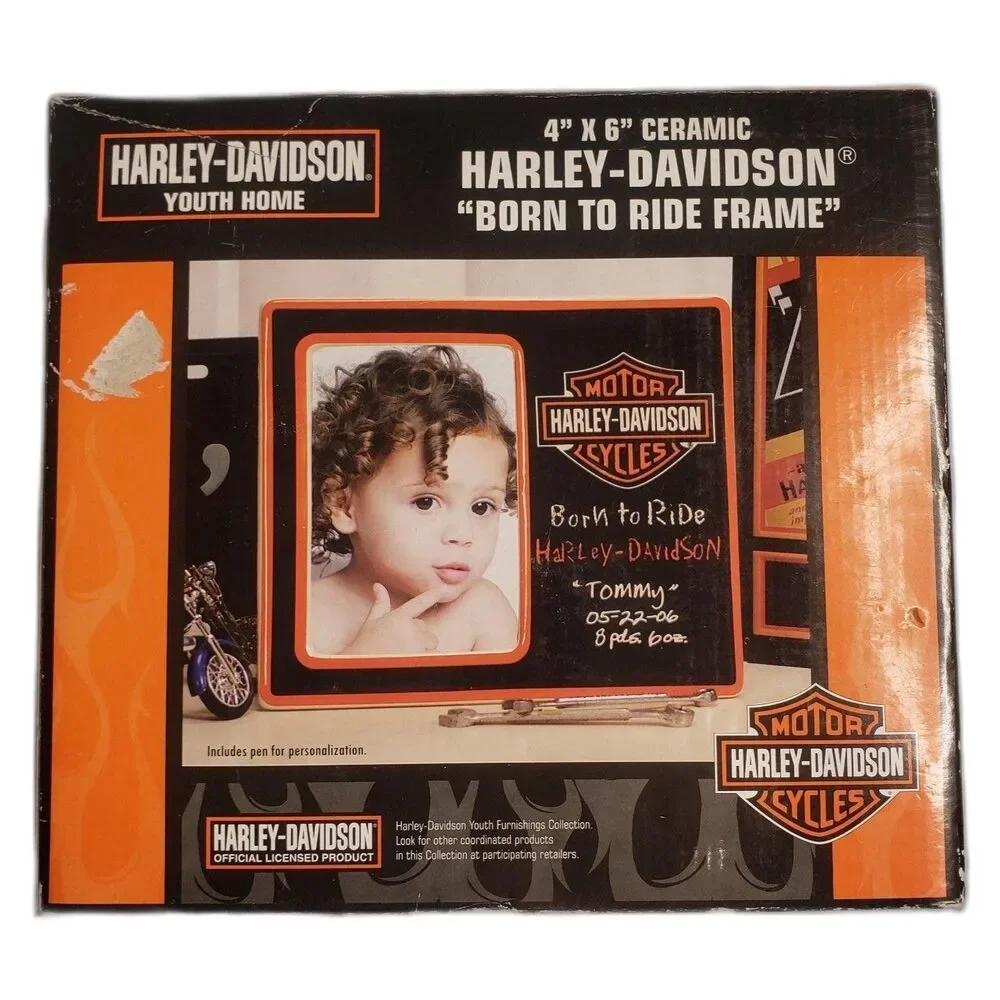 Harley-Davidson Born to Ride Frame Ceramic 4x6 Youth Home Photo New in Box Gift